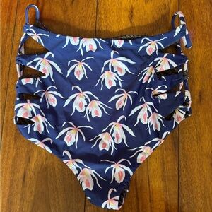 acacia swimwear Navy Floral High-Waist One-Piece